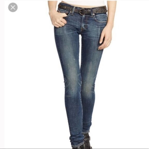 Ralph Lauren 27" Jeans Thompson 650 Blue Label Slim Leg Dark 32" - Picture 1 of 7